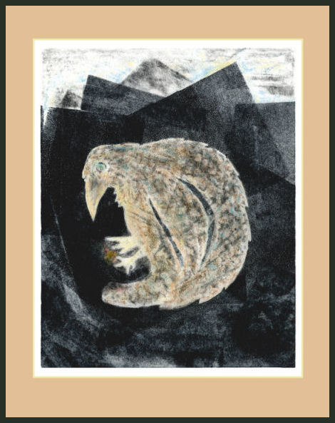 Crow at Water Linocut